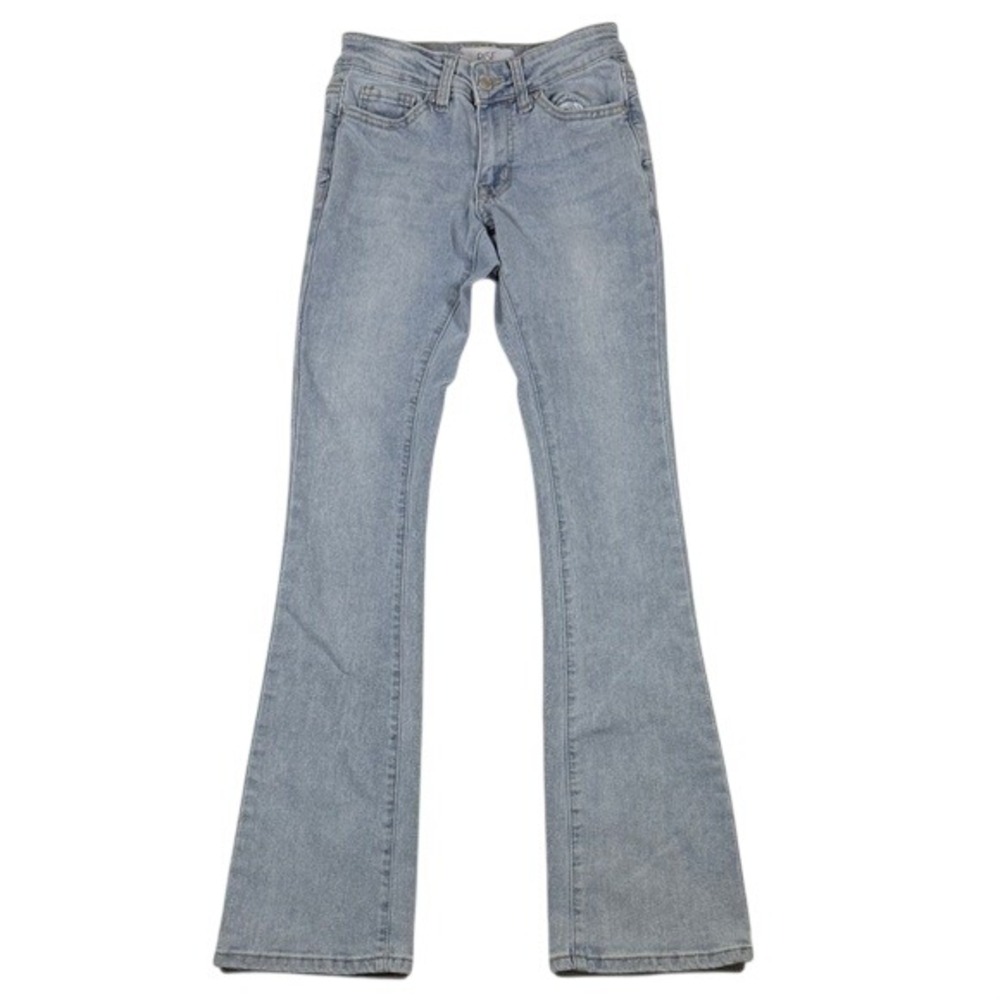 Rise Supply Co Womens Light Wash Flare Jeans Size 00 Blue Stretch Denim Mid Rise